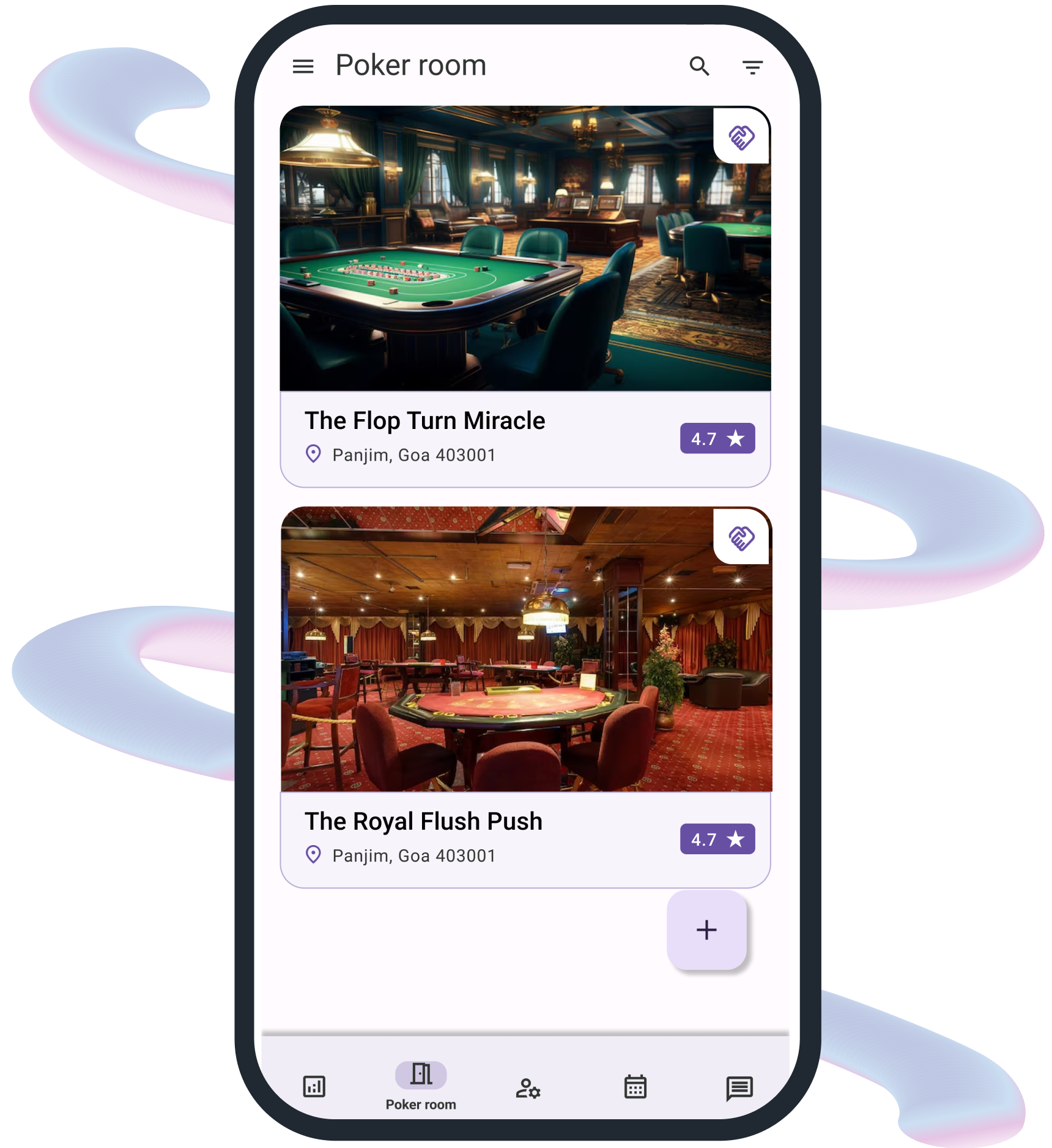 A dashboard showing effortless management of a card room